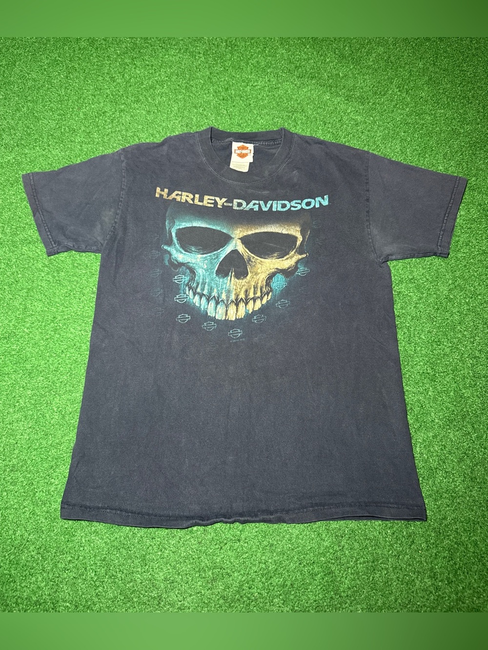 Harley Davidson Skull Graphic T Shirt Y2K Grunge Biker Punk Small Erie Pa